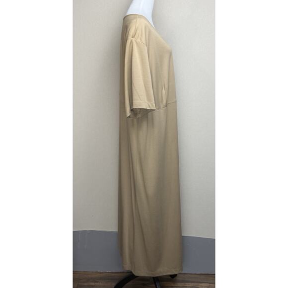Maggie Barnes Women’s Plus Sz 3X Midi Dress Tan Beige Minimalist Modest - Picture 4 of 13